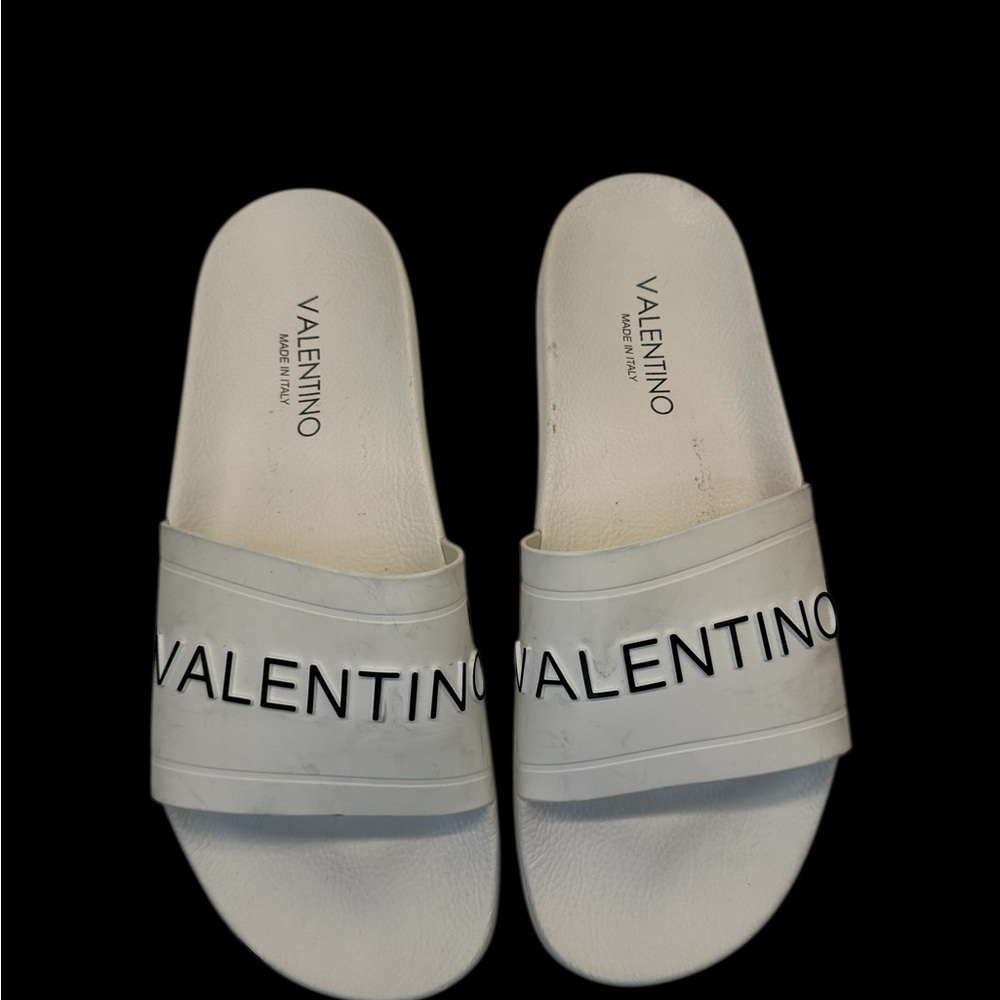 Valentino Men's White Slides with Black Logo Strap. EU44/US 11 - Picture 4 of 8